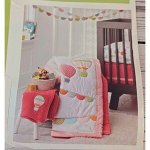 Circo Hot Air Balloon Ride Girls Crib Nursery Bedding Set 4 Pieces Baby Pink New